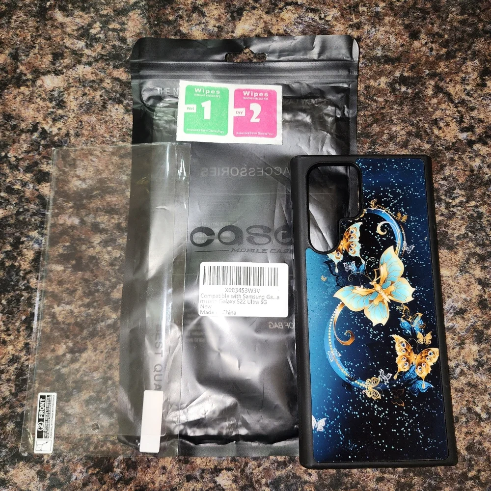 Samsung Galaxy S22 Ultra Cell Phone Case Bumper Screen Protector Butterfly